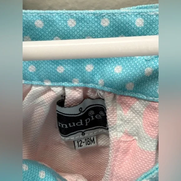 Mud Pie Bubble Romper Bird Pink and Blue Polkadot Baby Girl Bubble Boutique - Picture 4 of 6